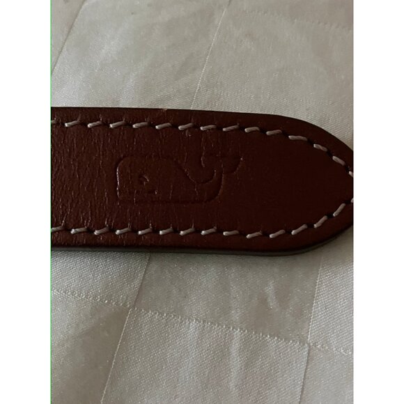 Vineyard Vines Fabric Genuine Leather Whales Red Fashion Belt Size S - Picture 13 of 13